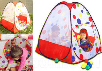 אוהל כדורים צבעוני, איכותי ומהנה לילדים! כולל 100 כדורים צבעוניים מפלסטיק רך! לשימוש בבית או בחוץ ב79 ש