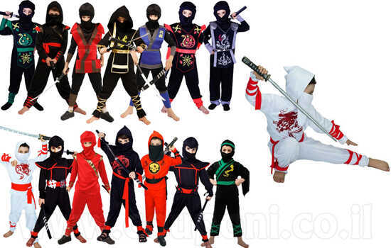 תחפושת נינג'ה סמוראי לילדים במבחר ד...